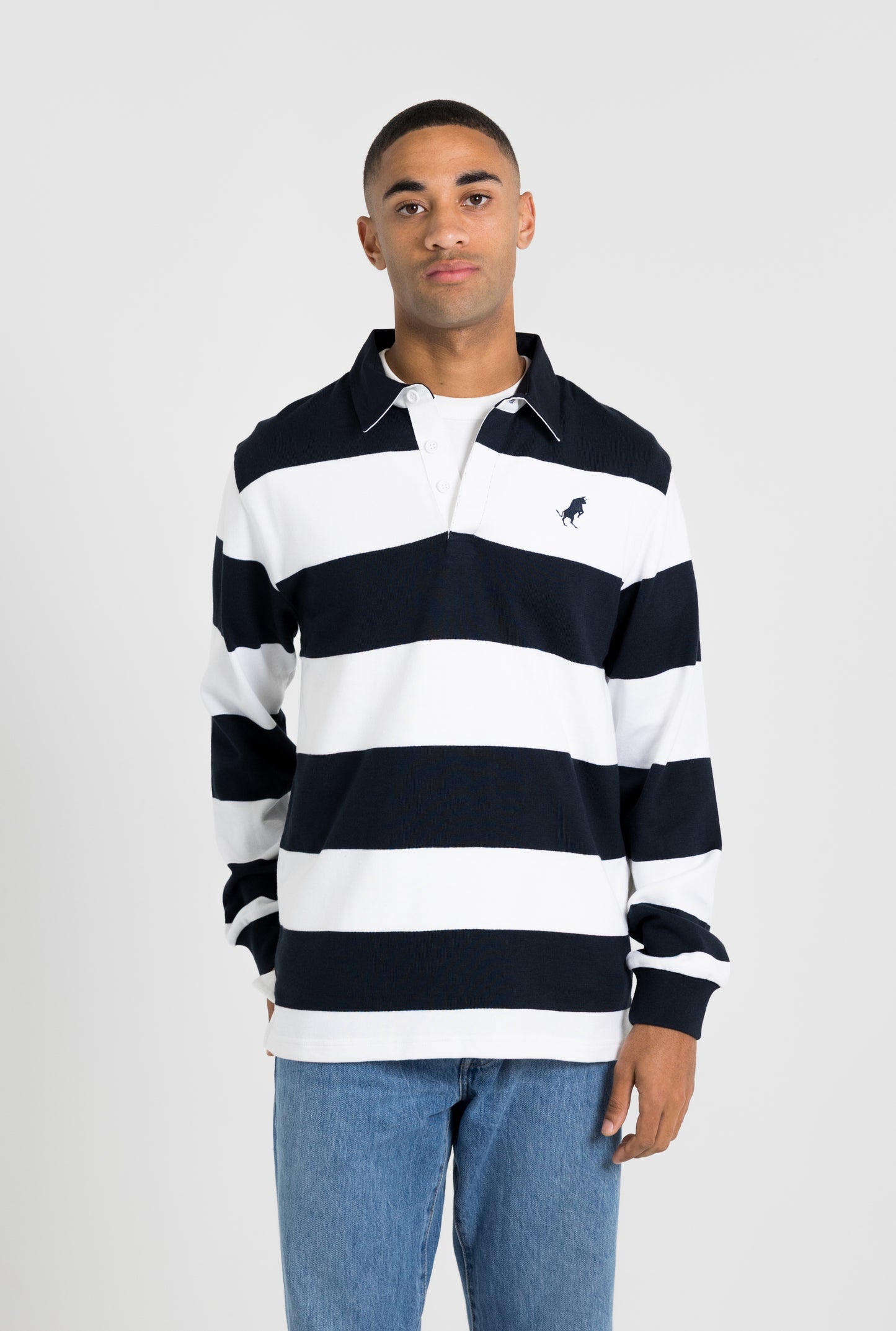 Slim Fit Rugby Navy/White